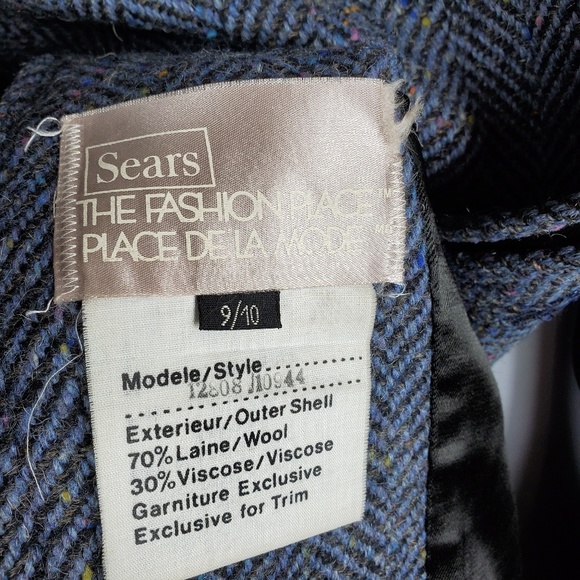 VTG Sears The Fashion Place Blue Long Top Coat - Picture 4 of 8